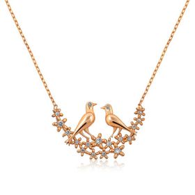 Gumush T4153 Rose Gümüş Çifte Kumrular Kadın Kolye