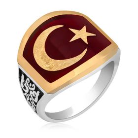 Gumush T4264 Ay Yıldız ​Gümüş Erkek Yüzük