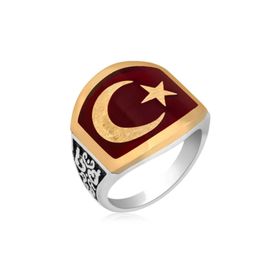 Gumush T4264 Ay Yıldız ​Gümüş Erkek Yüzük