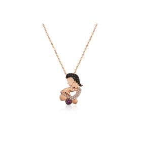 Gumush T4278 Anne Ve Bebek Gümüş Kadın Kolye
