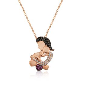 Gumush T4278 Anne Ve Bebek Gümüş Kadın Kolye