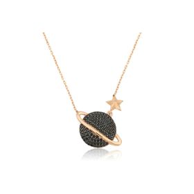 Gumush T4349 Rose Gezegen Gümüş Kadın Kolye