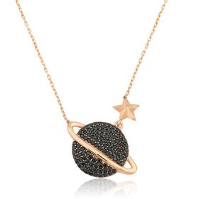 Gumush T4349 Rose Gezegen Gümüş Kadın Kolye