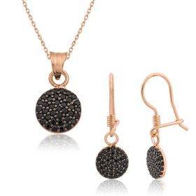 Gumush T4370 Siyah Yuvarlak Kadın Gümüş Set