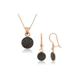 Gumush T4370 Siyah Yuvarlak Kadın Gümüş Set