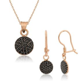 Gumush T4370 Siyah Yuvarlak Kadın Gümüş Set