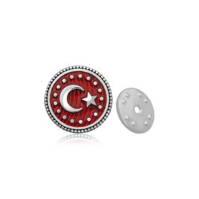 Gumush T4373 PB Ay Yıldız Gümüş Rozet