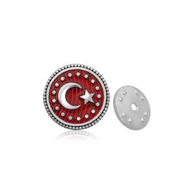 Gumush T4373 PB Ay Yıldız Gümüş Rozet