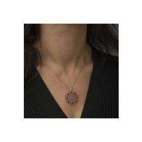 Gumush T4464 Geometrik Desenli Madalyon Gümüş Kolye