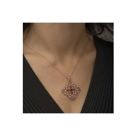 Gumush T4467 Etnik Desenli Madalyon Gümüş Kolye