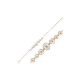 Gumush T4479 Sıralı Papatya Rose Gümüş Kadın Bileklik