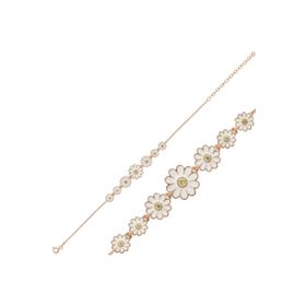 Gumush T4479 Sıralı Papatya Rose Gümüş Kadın Bileklik