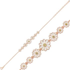 Gumush T4479 Sıralı Papatya Rose Gümüş Kadın Bileklik