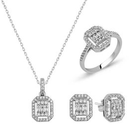Gumush T4535 Baget Taşlı Kadın Gümüş Set