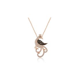 Gumush T4543 Tavus Kuşu Gümüş Rose Kolye