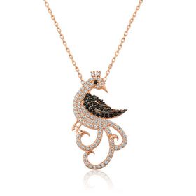 Gumush T4543 Tavus Kuşu Gümüş Rose Kolye