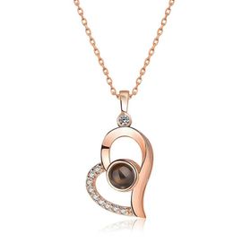 Gumush ​T4545 Gümüş Rose 100 Dilde Seni Seviyorum Kalp Kolye