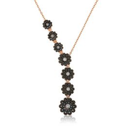 Gumush ​T4555 Gümüş Rose Sıralı Çiçekler Kolye