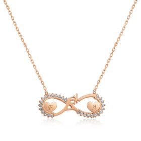 Gumush T4557 Gümüş Rose Kalpli Sonsuz Aşk Kolye