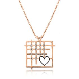 Gumush T4559 Gümüş Rose Parmaklıklar Arasındaki Aşk Kolye