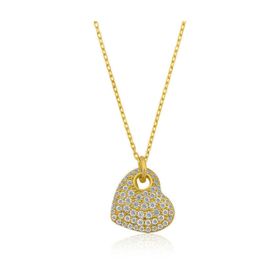 Gumush T4579 Gold Kalp Kadın Gümüş Kolye