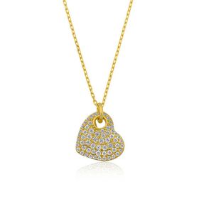 Gumush T4579 Gold Kalp Kadın Gümüş Kolye