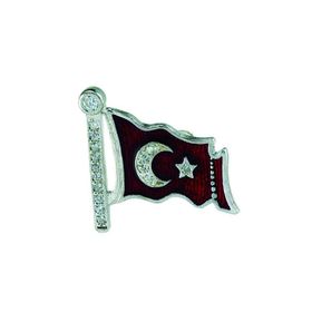 Gumush T4635 Gümüş Türk Bayrağı Rozet