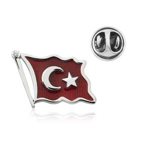 Gumush T4635 Gümüş Türk Bayrağı Rozet