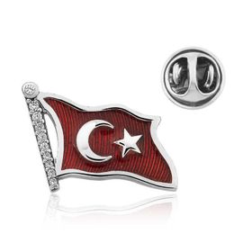 Gumush T4635 Gümüş Türk Bayrağı Rozet