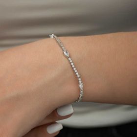 Gumush T4714 PB Üç Damla Taşlı Su Yolu Kadın Gümüş Bileklik