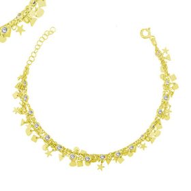 Gumush T4716 Gold Şans Kadın Gümüş Bileklik