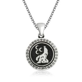 Gumush T4723 PB Üç Hilal Kurt Gümüş Kolye