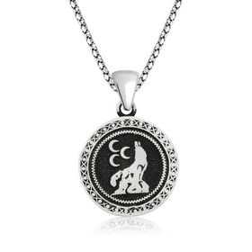 Gumush T4723 PB Üç Hilal Kurt Gümüş Kolye