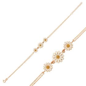 Gumush T4798 ​Gümüş Rose Üçlü Papatya Bileklik