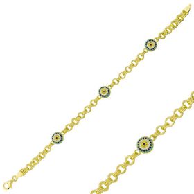 Gumush ​T4823 Gümüş Gold Sosyete Gözlü Zincir Bileklik