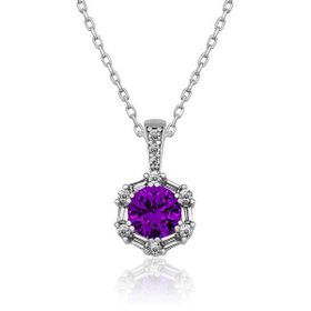 Gumush T4882 Gümüş Menekşe Moru Baget Taşlı Kolye