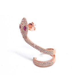 Gumush T4899 PB Tek Kıkırdak Pembe Gözlü Yılan Gümüş Küpe