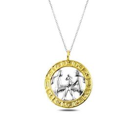 Gumush T4924 gümüş Gold Ikizler Burcu Kolye