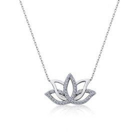 Gumush T4953 PB Lotus Çiçeği Gümüş Kolye