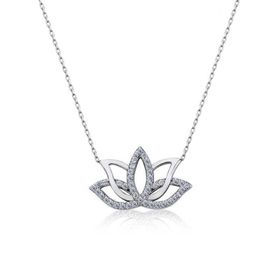 Gumush T4953 PB Lotus Çiçeği Gümüş Kolye