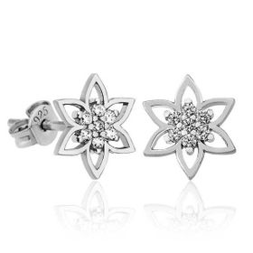Gumush T4960 PB Kristal Çiçeği Bayan Gümüş Küpe