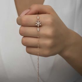 Gumush T4972 PB Rose Kar Tanesi Kadın Gümüş Bileklik