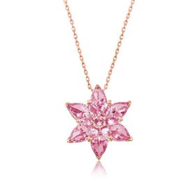 Gumush T5018 Gümüş Rose Pembe Lotus Çiçeği Kolye