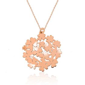 Gumush T5027 Gümüş Rose Yonca Buketi Kolye