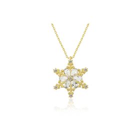 Gumush T5050 Gold Kar Çiçeği Kadın Gümüş Kolye
