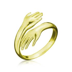 Gumush T5110 PB Gold Sarılan Eller Gümüş Yüzük