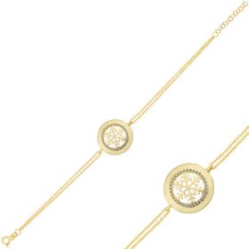 Gumush T5127 Gold Kar Tanesi Kadın Gümüş Bileklik