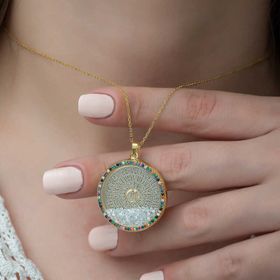 Gumush T5130 Miks Taşlı Esmaül Hüsna Kadın Gümüş Kolye