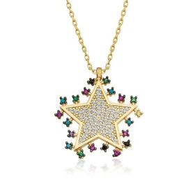 Gumush T5134 PB Gold Parlayan Yıldız Gümüş Kolye