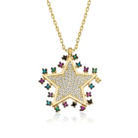 Gumush T5134 PB Gold Parlayan Yıldız Gümüş Kolye